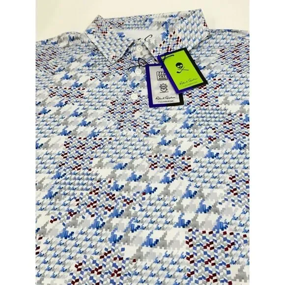 NWT Robert Graham Clubhouse Basel Geometric Performance Golf‎ Polo LARGE $128